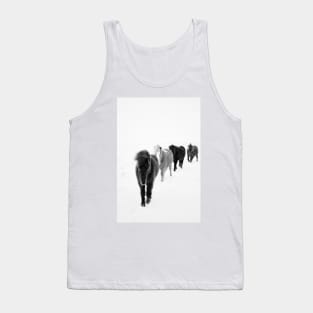 Icelandic Horses Walking, black and white Tank Top